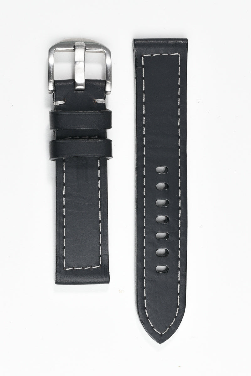 Ventura Classic Watch Strap – Black Wax 22mm 120/80